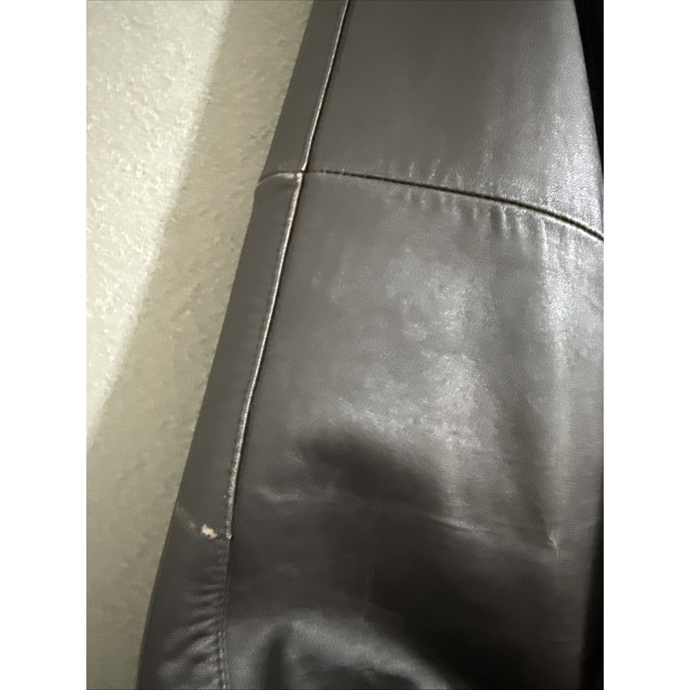 Vintage Mens Brown Lamb Skin Flight Bomber Jacket Coat Aviator Sz L Full Zip Y2K - Picture 5 of 16